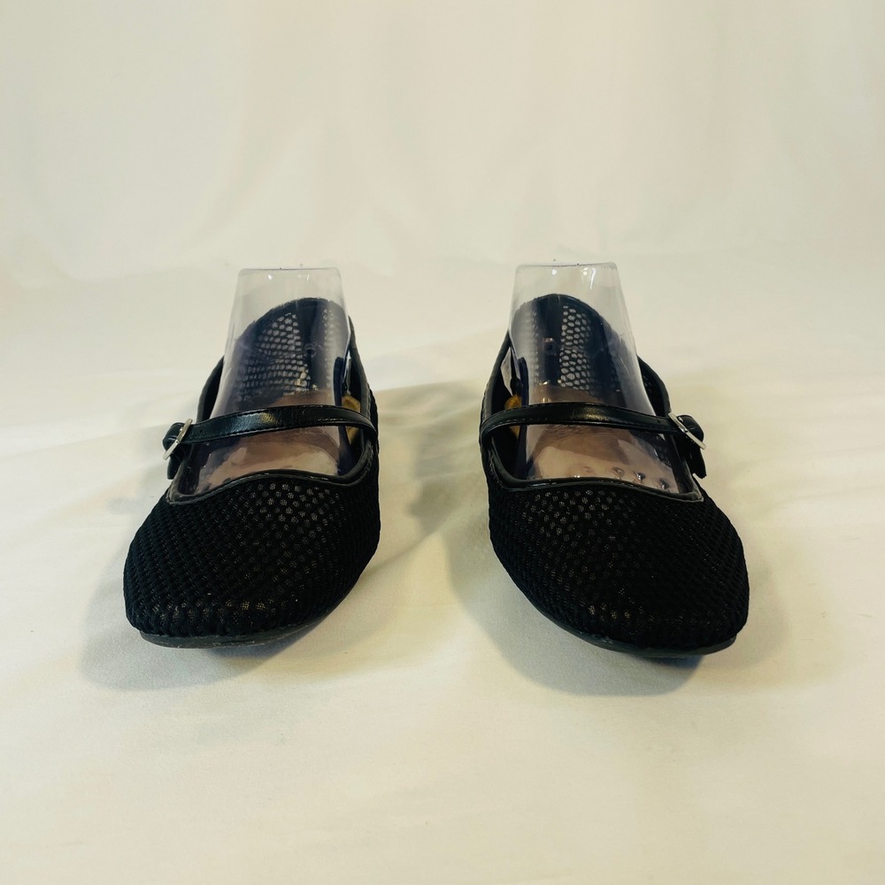 Old Navy Mesh Ballet Flats Mary Jane Women's 10 Blackjack Black Buckle Strap